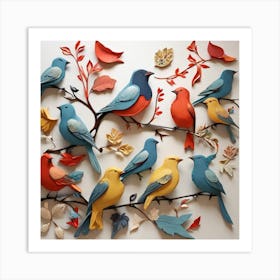 Birds On Branch Art Print