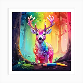 Deer In The Forest 38 Art Print