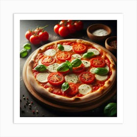 Pizza With Tomatoes And Basil 2 Art Print