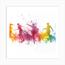 Silhouettes Of People Running Art Print