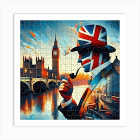 Abstract Puzzle Art English gentleman in London 11 Art Print