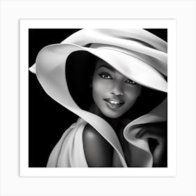 Black Woman In White Hat 1 Art Print