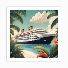 Cruise Ship On The Beach Art Print