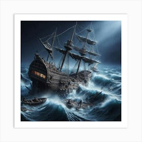 Pirate Ship In Rough Seas 1 Art Print