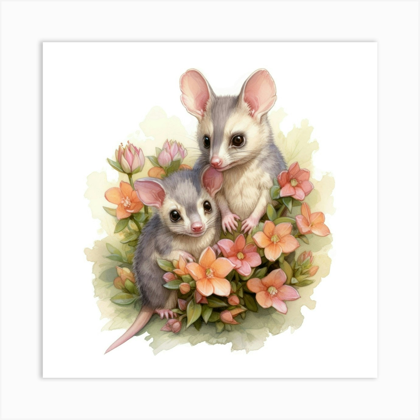 Possums Art Print by Aloke Design