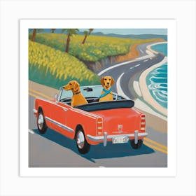 Dachshunds Dogs in Convertible Series. Style of David Hockney 1 Art Print