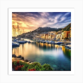 Sunset At The Marina Art Print