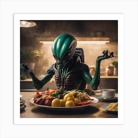 Alien In The Kitchen Art Print