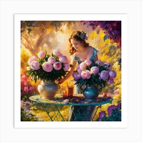 Lady In The Garden Art Print