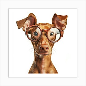 Dachshund Wearing Glasses Art Print