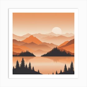 Misty mountains background in orange tone 41 Art Print