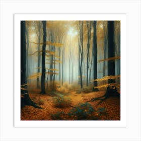 Foggy Autumn Forest 10 Art Print