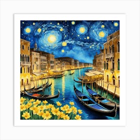 Starry Night In Venice Art Print