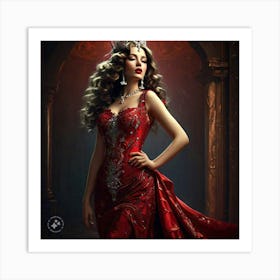 Woman In A Red Dress Art Print