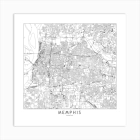 Memphis White Map Square Art Print