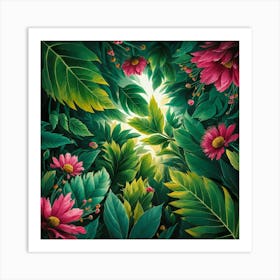 Abstract Of Flowers And Leaves Art Print