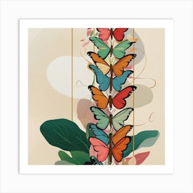 Butterflies On A Branch Art Print