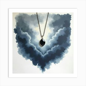 Black Diamond Necklace, Watercolor, Dramatic Storm Clouds 1 Art Print