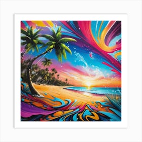 Sunset Beach Painting 1 Art Print