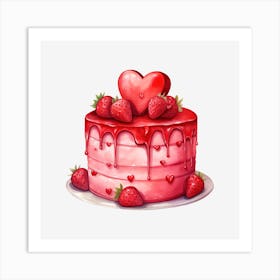 Cake With Strawberries 1 Art Print