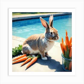 Rabbits By The Pool Art Print