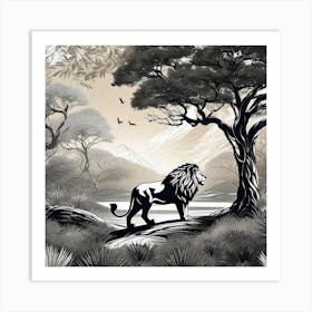 Lion In The Forest 8 Art Print