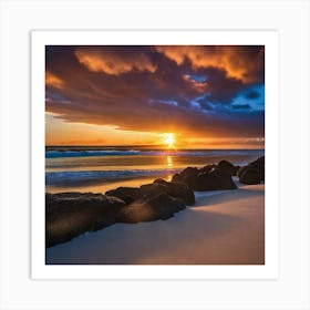 Sunset On The Beach 747 Art Print