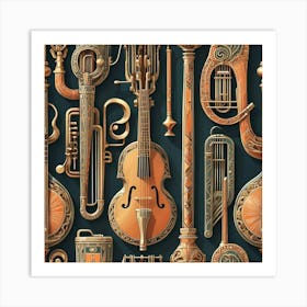 Musical Instruments Seamless Pattern 2 Art Print