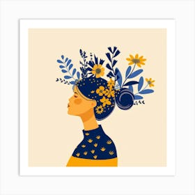 Woman With Flowers In Her Hair 3 Art Print