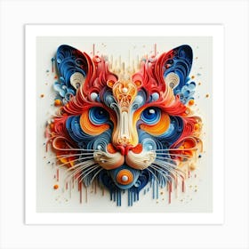 Abstract Cat Art Art Print