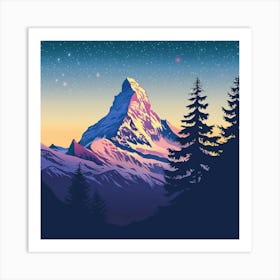 Matterhorn At Night Art Print