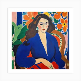 Woman In Blue 1 Art Print