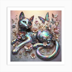 Holographic Cat Art Print