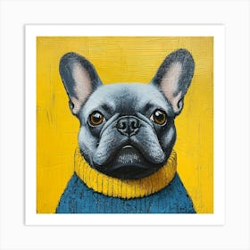 Frenchie In Yellow And Blue 5 Art Print