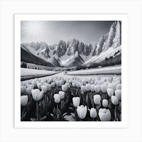 Tulips In The Snow Art Print