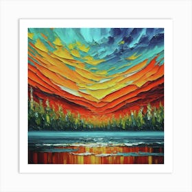 Sunset Over Lake Art Print