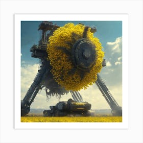Robots And Flowers Art Print