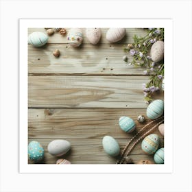 Easter Wooden Table From Above Banner Texture Wi 1718 Art Print