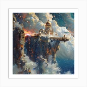 Fantasy Castle In The Sky Art Print