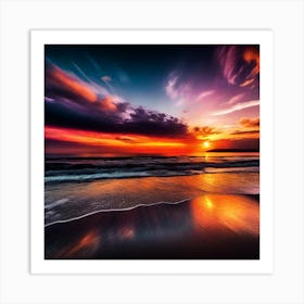 Sunset At The Beach 565 Art Print