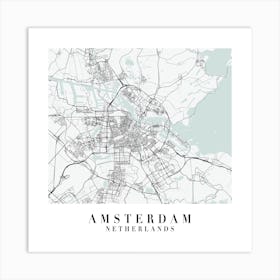 Amsterdam Netherlands Street Map Color Minimal Square Art Print