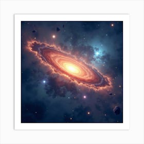 Luminous Watercolor Portrayal Of A Distant Nebula 1 Art Print