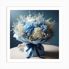 Blue And White Flower Bouquet Art Print