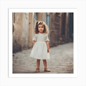 Little Girl In White Dress Art Print