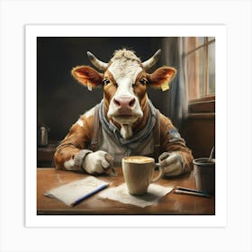 Cow With A Cup Of Coffee 3 Art Print