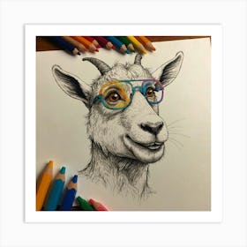 Goat With Glasses 1 Art Print