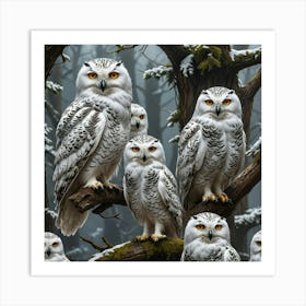 Snowy Owls 1 Art Print