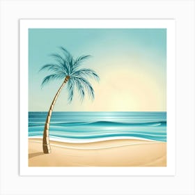 Palm Tree On The Beach 3 Art Print