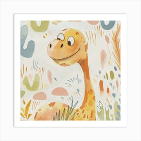 Cute Muted Pastel Gallimimus Dinosaur 2 Art Print