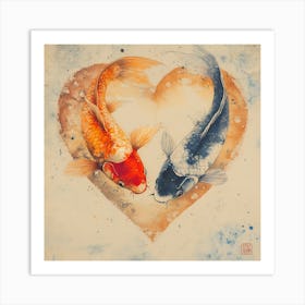 Koi Fish In Heart 1 Art Print